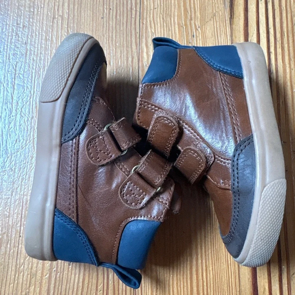 Cat & Jack High Top Sneakers Kids Brown Velcro Straps SIZE 6 - Picture 3 of 5